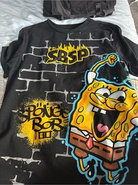 Freeze Black SpongeBob Graphic Tee with Yellow & Blue Accents